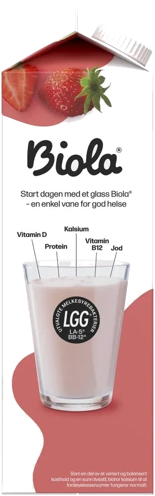 Biola® yoghurtdrikk jordbær & rabarbra