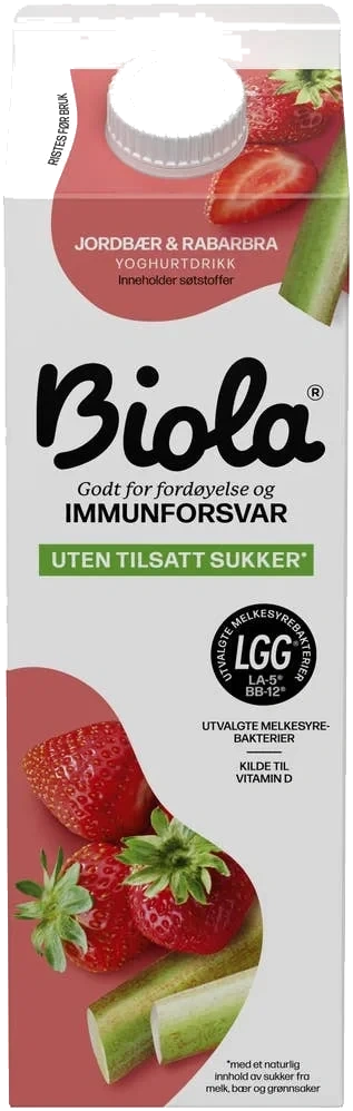 Biola® yoghurtdrikk jordbær & rabarbra