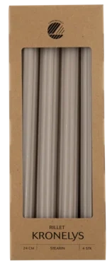 Kronelys Stearin Rill 24cm 4stk Sand Moda