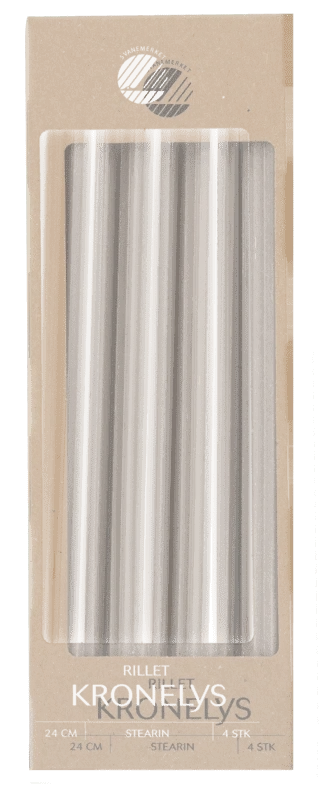 Kronelys Stearin Rill 24cm 4stk Sand Moda