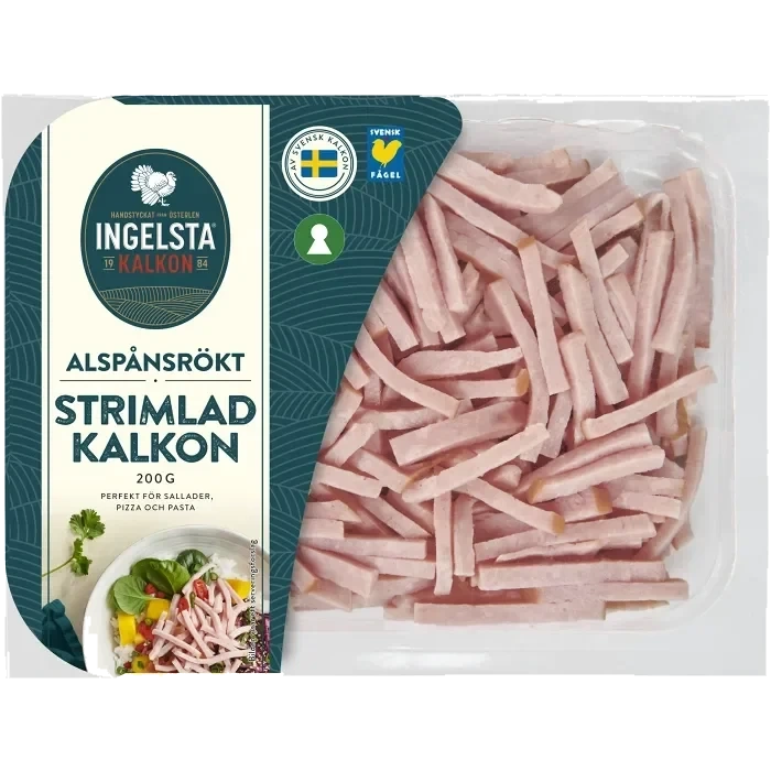 Kalkon strimlad alspånsrökt 200g Ingelsta kalkon