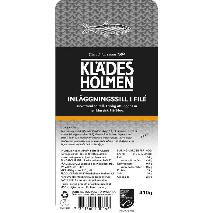 Inläggningssill 390g Klädesholmen