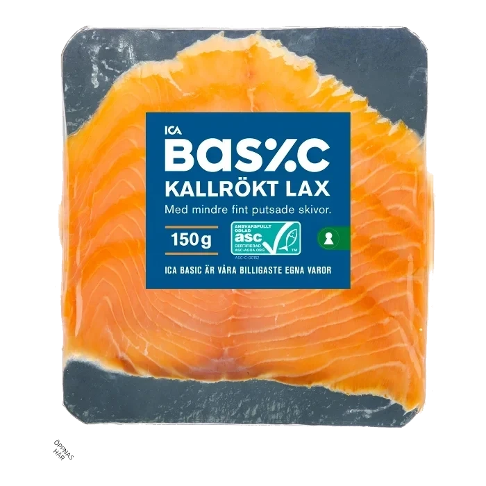 Lax Färsk Kallrökt Skivad 150g Miljömärkt ICA Basic