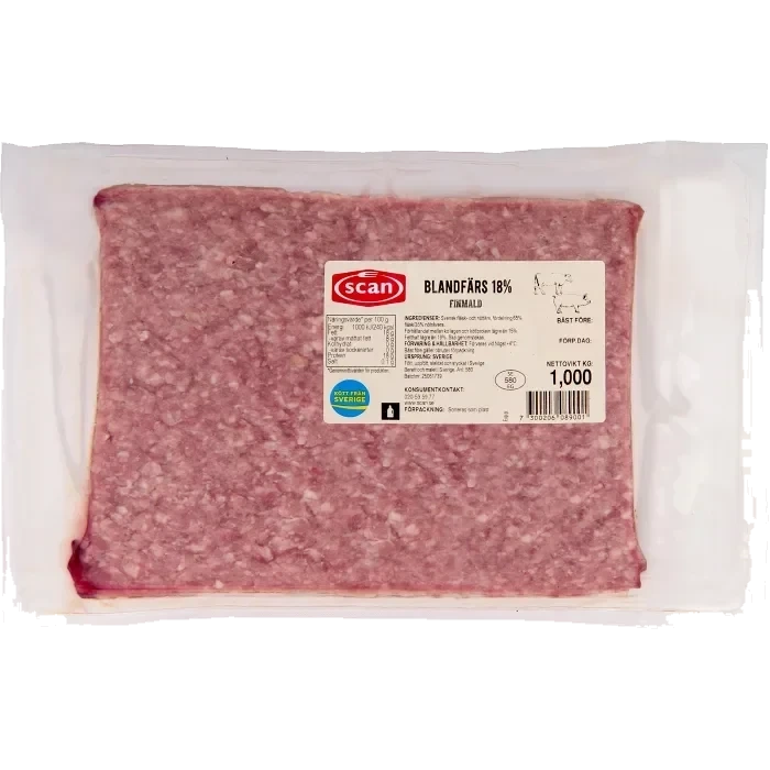 Blandfärs Färsk 18% 1kg Scan