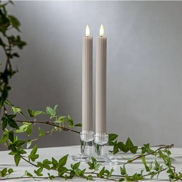 Antikljus LED Flamme Stripe Beige 25cm
