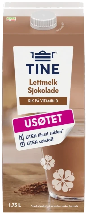 Lettmelk Sjokolade Usøtet 1,75l Tine