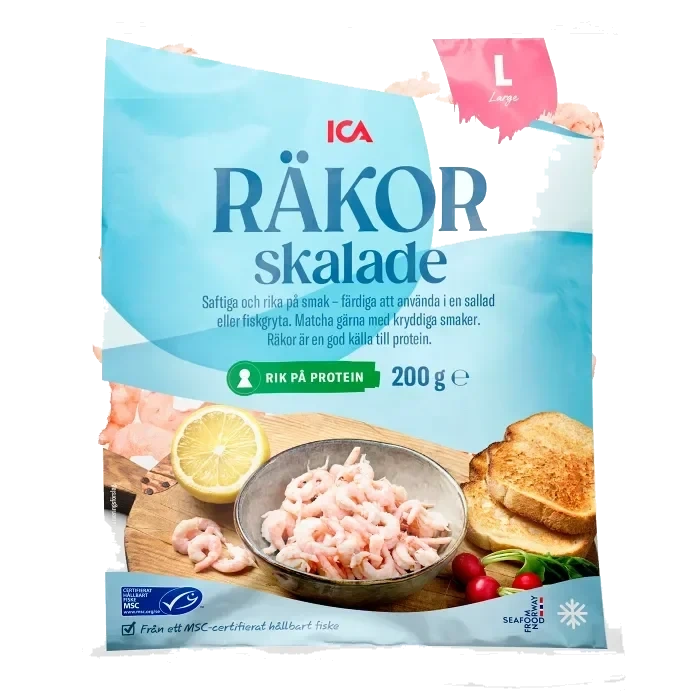 Räkor stora skalade Frysta 200g ICA