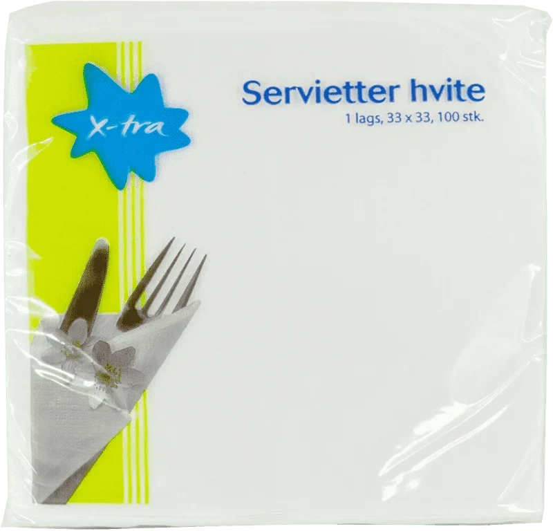 Serviett Hvit 100stk X-tra