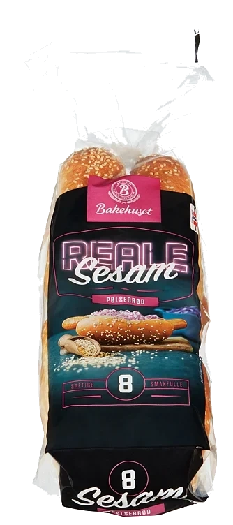 Pølsebrød Sesam 8stk 368g Reale