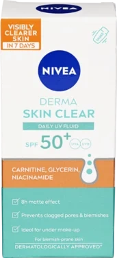 Nivea Ansiktskräm Derma Skin Clear Daily UV Fluid SPF50+ 40 ml