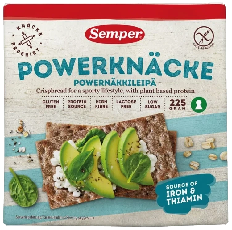 Powerknekkebrød Gl.Fri 225g Semper