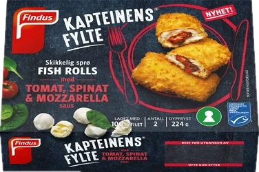 Kapteinens Fylte™skikkelig Sprø Fish Roll med Tomat Spinat & Mozzarella Saus