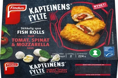 Kapteinens Fylte™skikkelig Sprø Fish Roll med Tomat Spinat & Mozzarella Saus