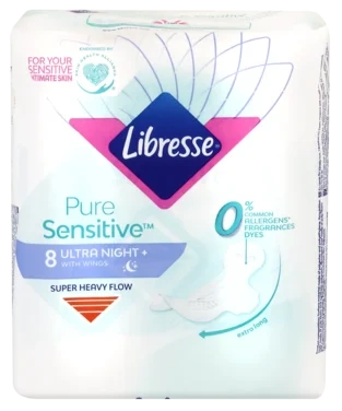 Libresse Bind Pure Sensitive Goodnight 8stk