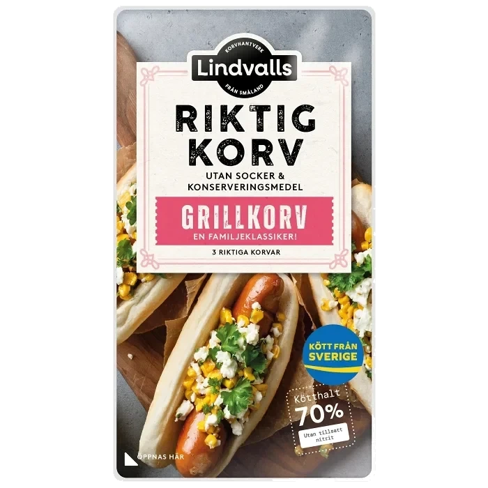 Grillkorv 70% Kötthalt 270g Lindvalls