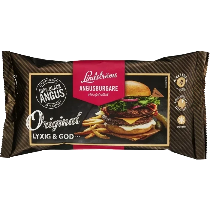 Angusburgare Fryst 4x113 452g Lindströms