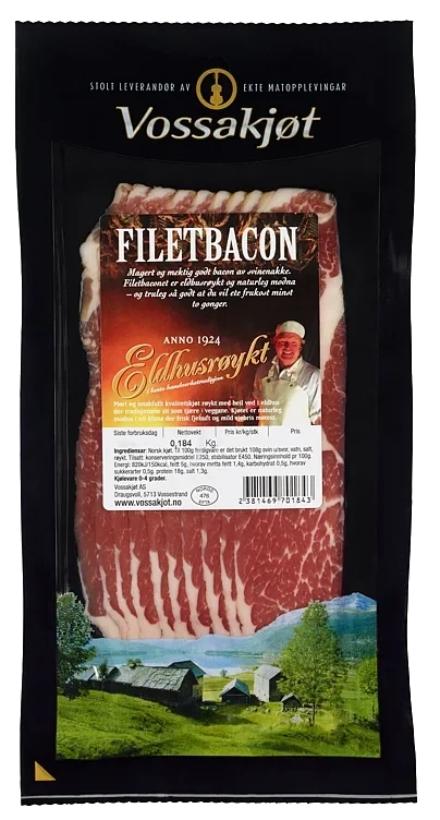 Eldhusrøykt Filetbacon Skåret Vossakjøt