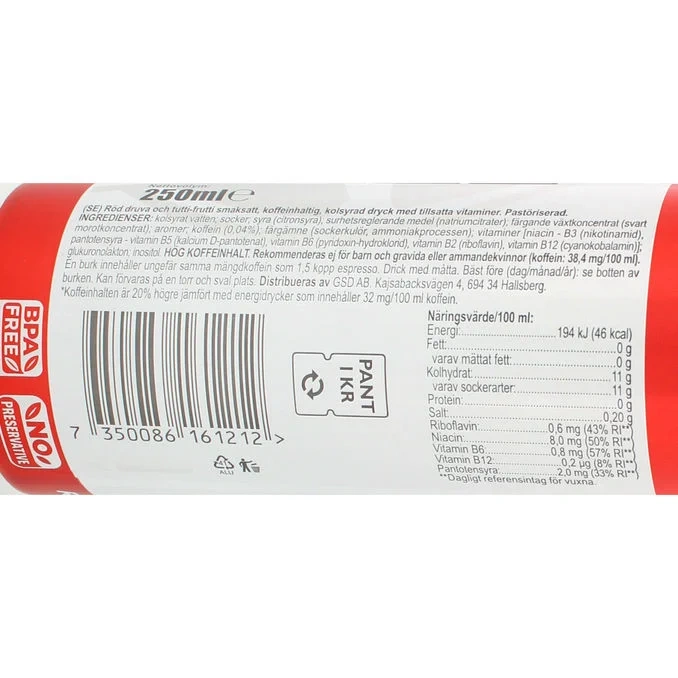 Energidryck Röd Druva 24-pack