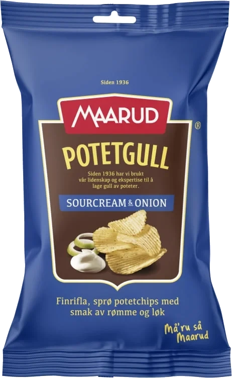 Potetgull Sour Cream 40g Maarud Hel Kartong 20stk