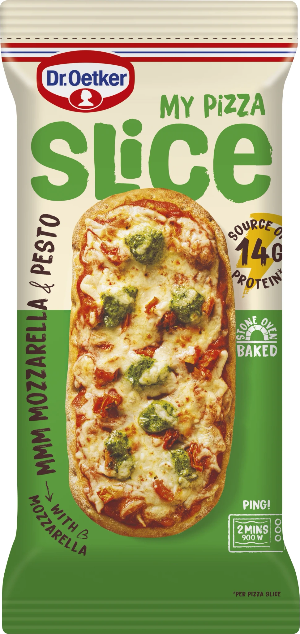 Pizza slice Mozzarella & pesto