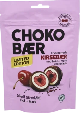 Choko Bær Kirsebær m/hvid Chokolade og Mørk Chokolade 80g
