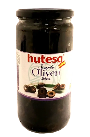 Oliven Svart Skivet 690g Hutesa