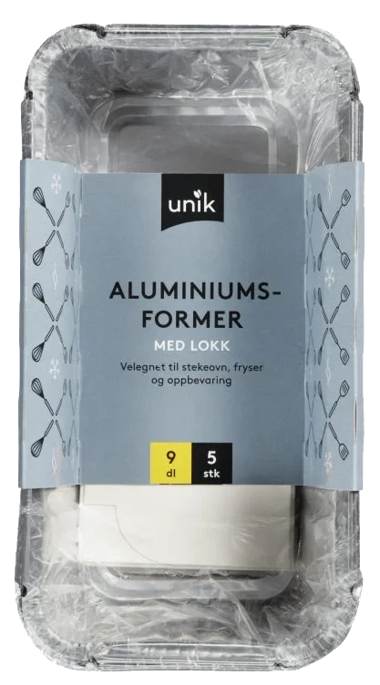 Aluminiumsform m/Lokk 0,9l 5pk Unik