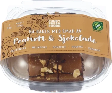 2pk Rå Kake, Peanøtt og Sjokolade 160g Vegansk, Glutenfri, Økologisk