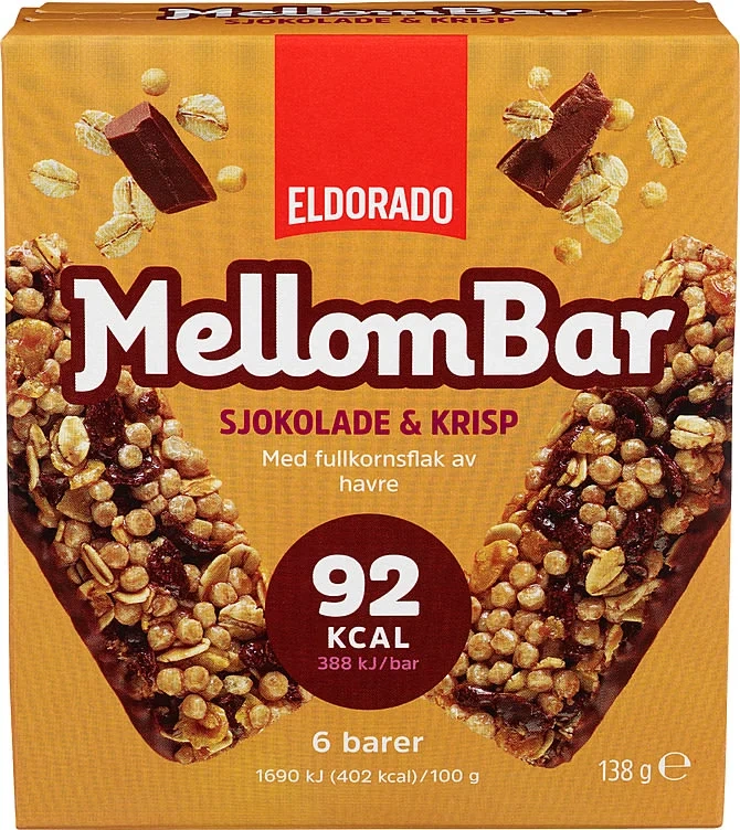 Mellombar Sjokolade&krisp 138g Eldorado