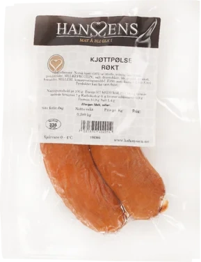 Kjøttpølse Røkt 2pk 280g Hanssens