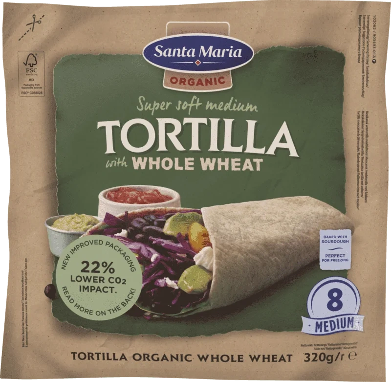 Tortilla Organic Whole Wheat 320g Santa Maria