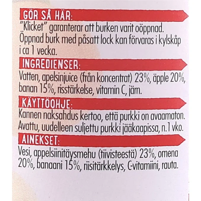 Puré Apelsin, Äpple & Banan 12-pack