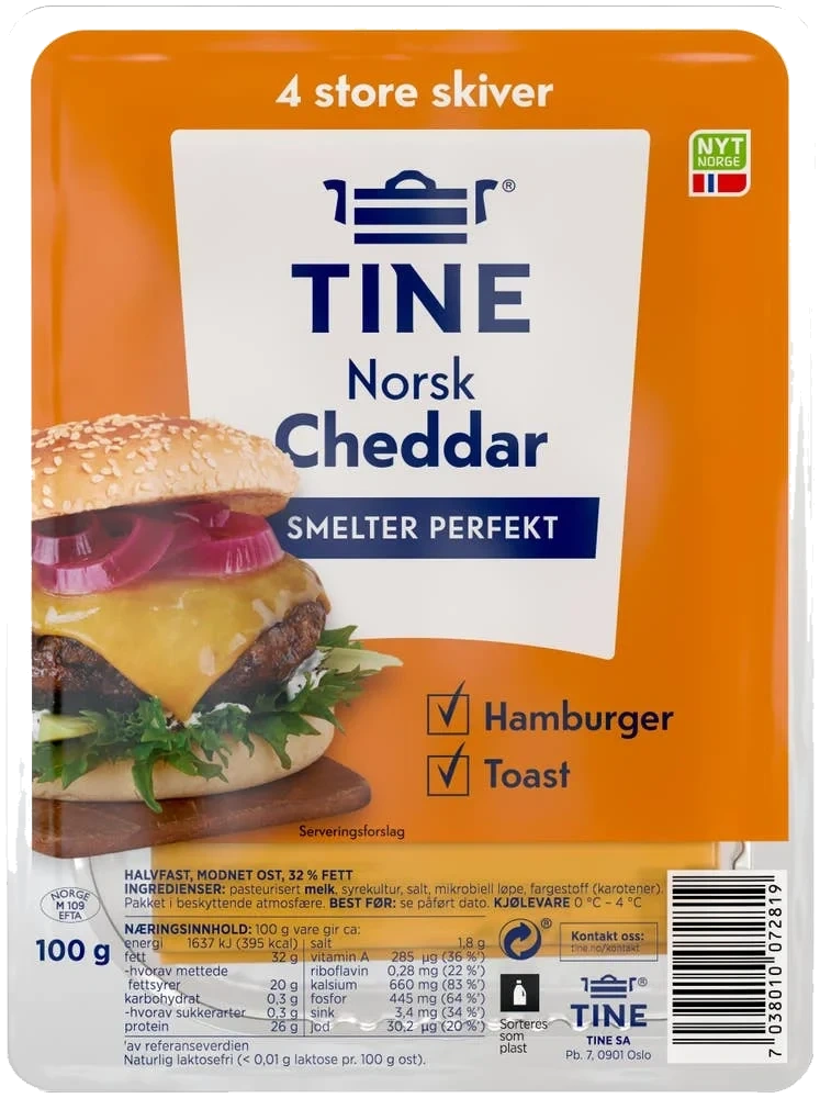 Norsk cheddar skivet