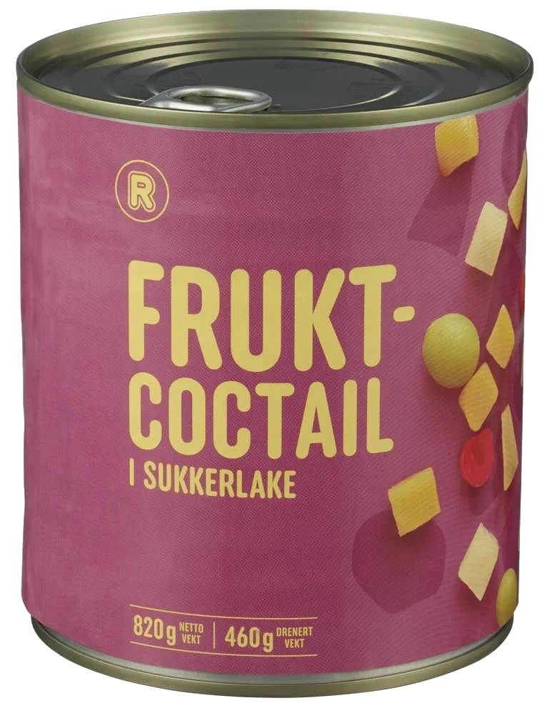 Fruktcocktail i sukkerlake