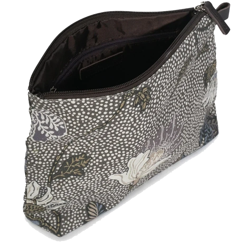 Ceannis Cosmetic Medium Khaki Flower Linen