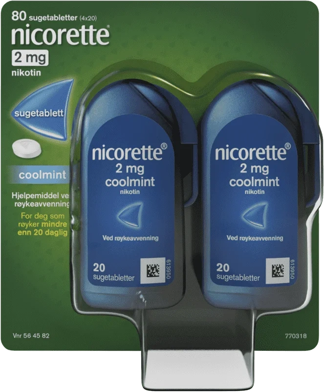 Nicorette Coolmint Sugetablett 2 mg Nikotin, 80 Stk, Slutte Å Røyke