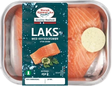 Kjølt Laks 2x125g med Urtesmør Beinfri uten Skinn