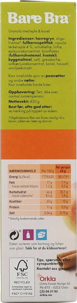 Bare Bra Granola Eple og Kanel
