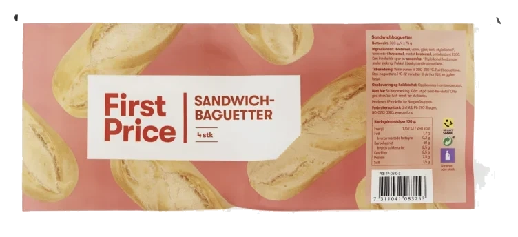 Sandwichbaguetter Fine 4x75g First Price