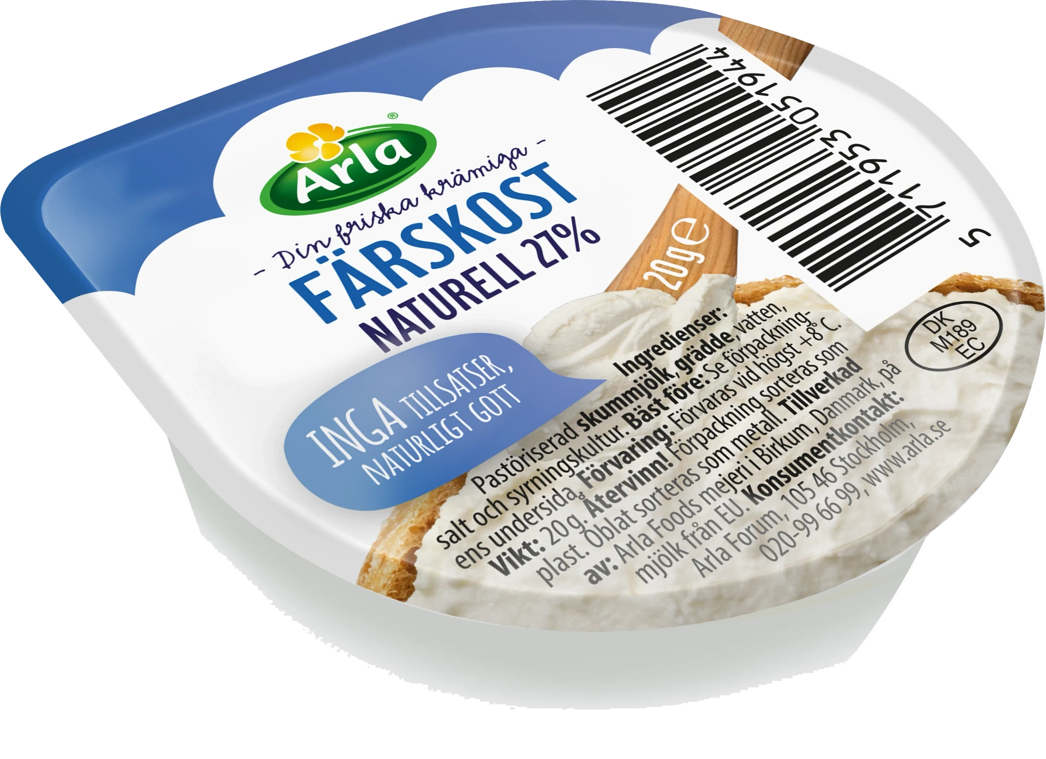 Färskost Naturell portion 20g