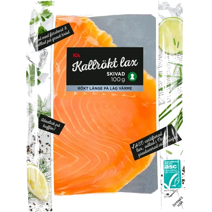 Lax kallrökt skivad 100g Miljömärkt ICA