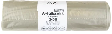 Plastsekk Transparent 87x140 240lt Sterk *krt A 9 Rll