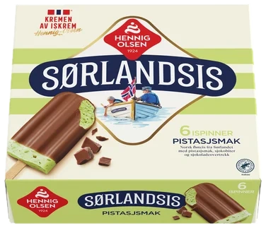 Sørlandsis Pistasjsmak 6stk Hennig-Olsen Is