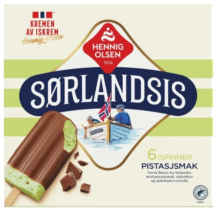 Sørlandsis Pistasjsmak 6stk Hennig-Olsen Is