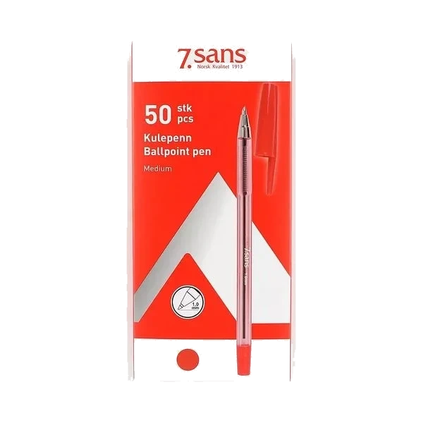 Ballpoint Kulepenn - Rød Medium (Kartong 50 stk)