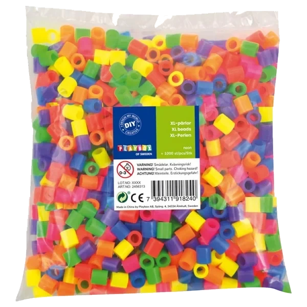 Xl - Rørperler Neonmiks 1000 Stk