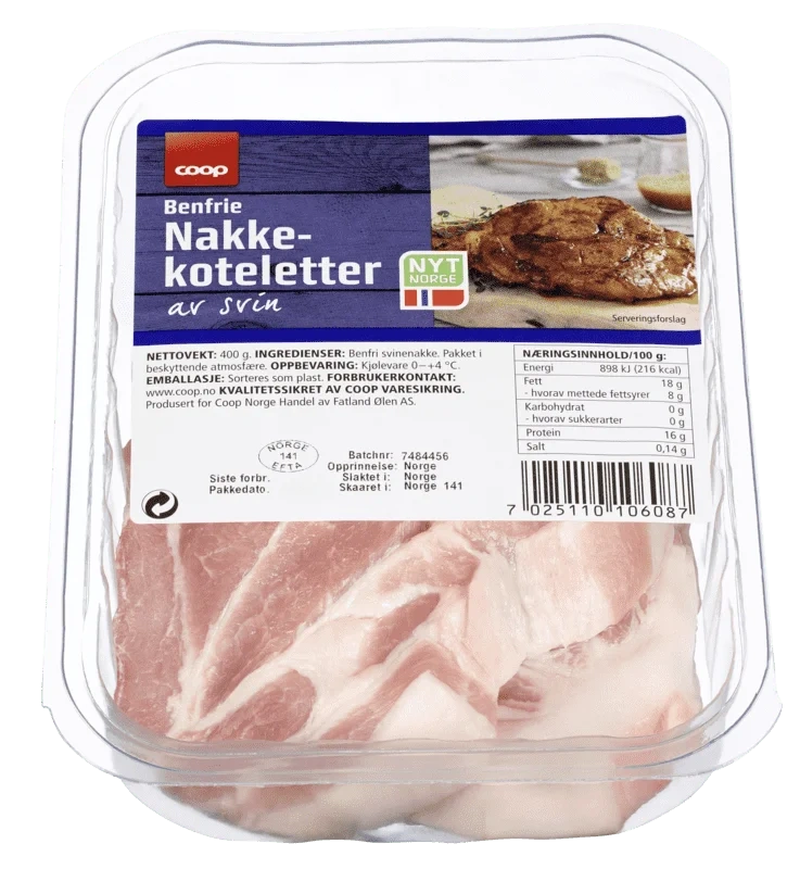 Coop Nakkekotelett uten Ben 400g