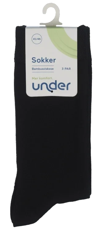 Sokker Bambus Sort 41/46 3pk Under