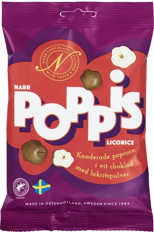 Poppis Popcorn Sjokolade&Lakris 90g Narr
