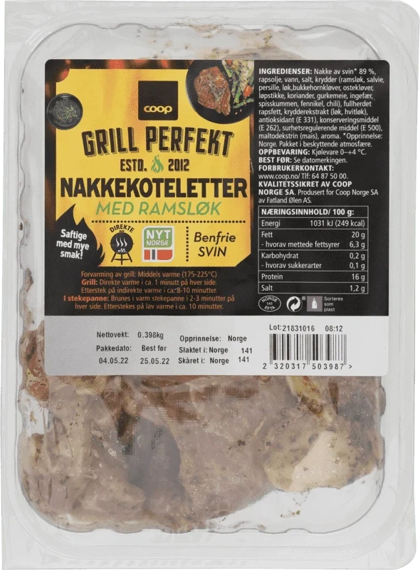 Coop Grill Perfekt Nakkekotelett Ramsløk u/ben